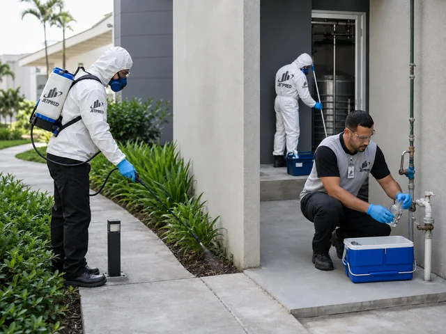 Controle de pragas, limpeza de reservatório e coleta de água em condomínio